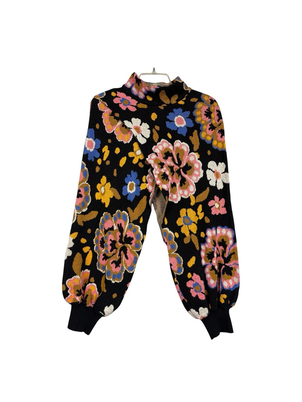 Farm Rio Intarsia Knit Crossover Floral Crop Sweater - Picture 2 of 7